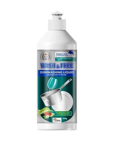 Засіб для миття посуду "Wash&Free" екстракт алое вера та лісової суниці 500г 001348 фото